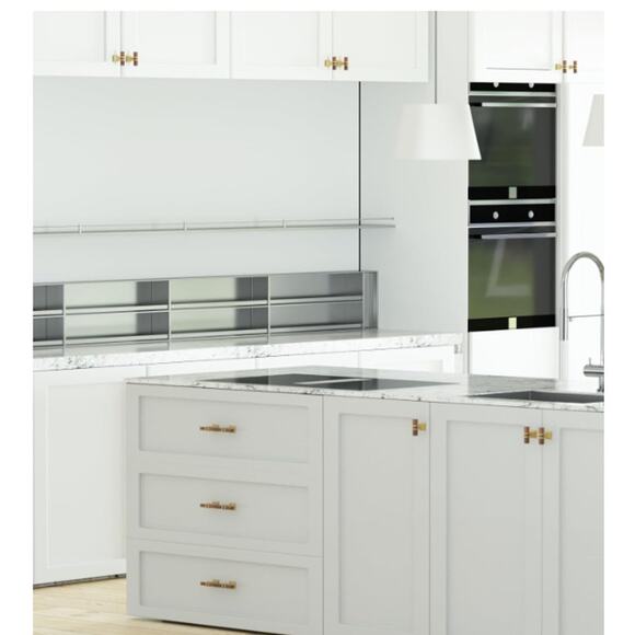 10 Pack 6-1/4" Wood Grain&Gold Pulls, Gold Kitchen Handles 2 Tone Square, Brass - Picture 6 of 7